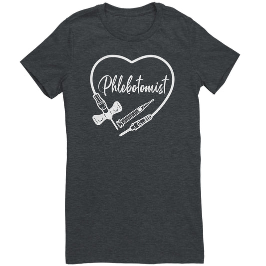 Phlebotomist Heart Crew Neck T-Shirt - Medical Themed Women's Tee