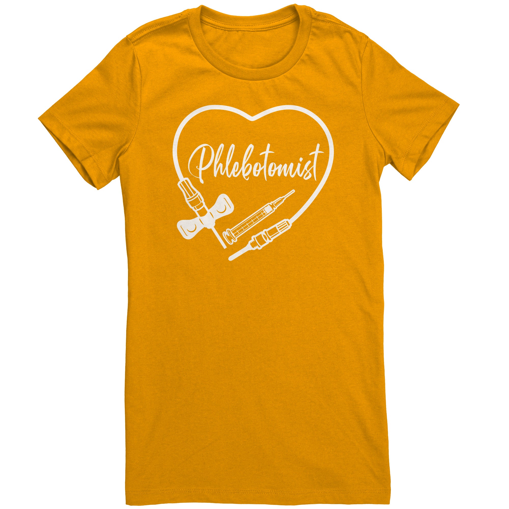 Phlebotomist Heart Crew Neck T-Shirt - Medical Themed Women's Tee
