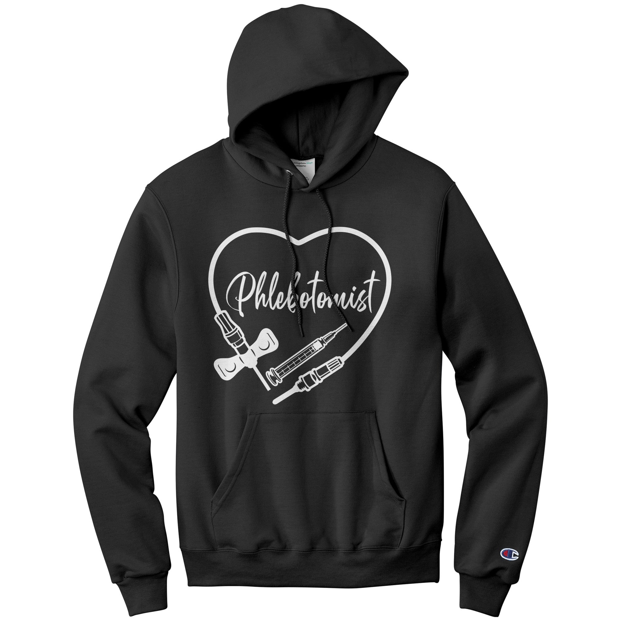 Phlebotomist Heart Hoodie - Medical Themed Pullover Sweatshirt