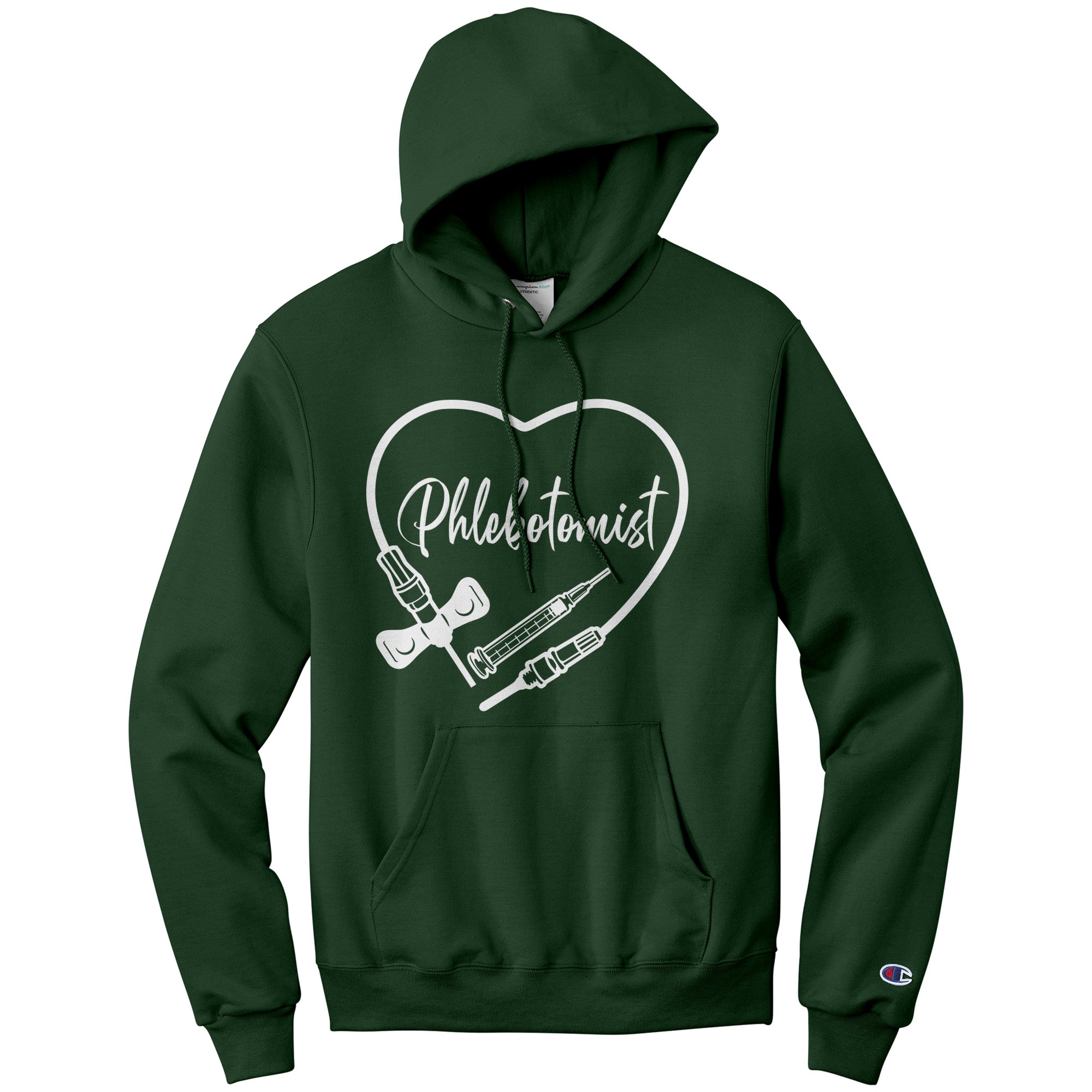 Phlebotomist Heart Hoodie - Medical Themed Pullover Sweatshirt