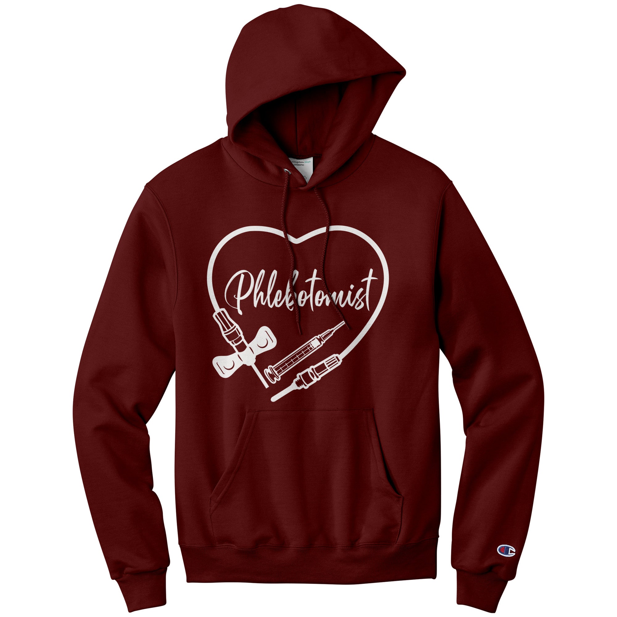 Phlebotomist Heart Hoodie - Medical Themed Pullover Sweatshirt