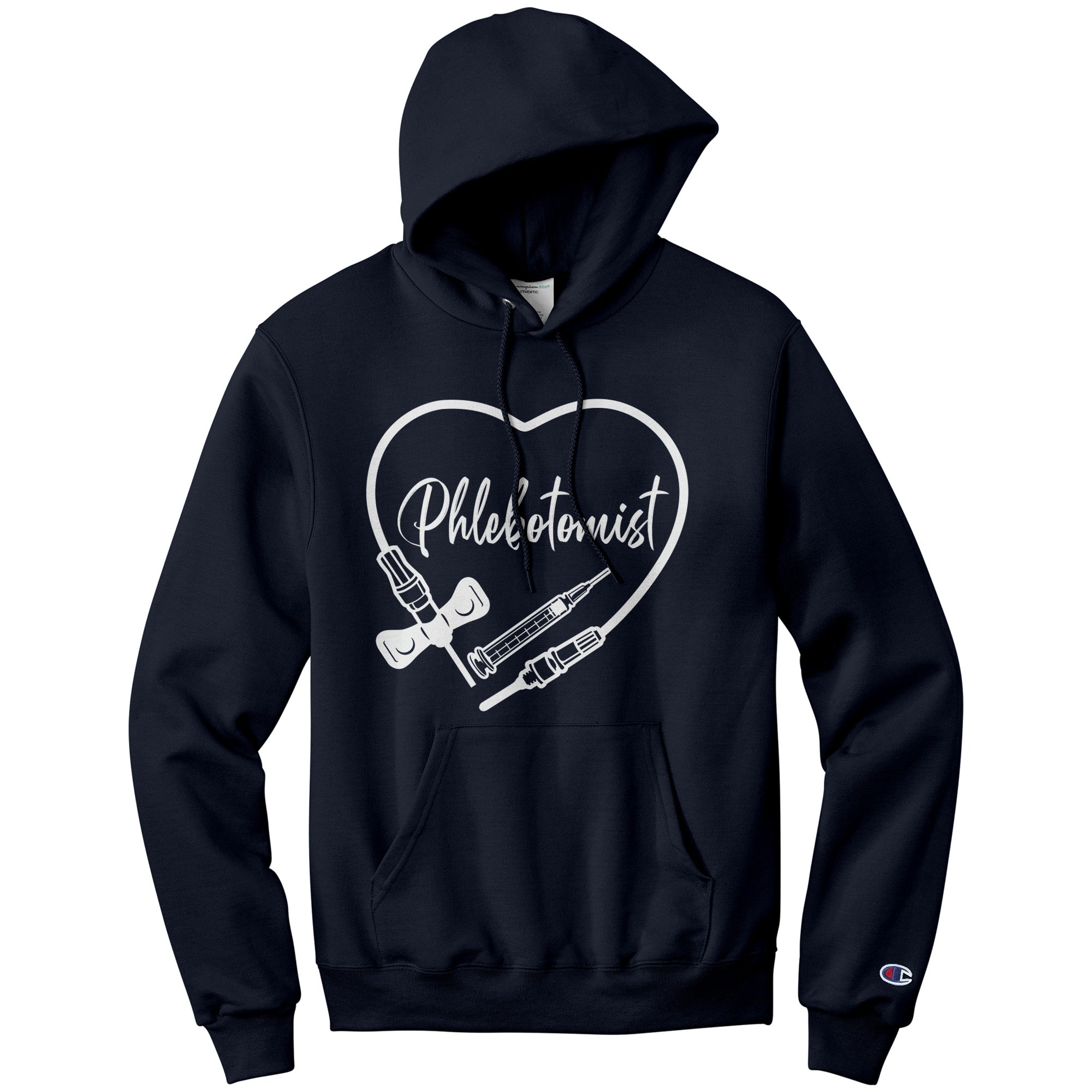 Phlebotomist Heart Hoodie - Medical Themed Pullover Sweatshirt
