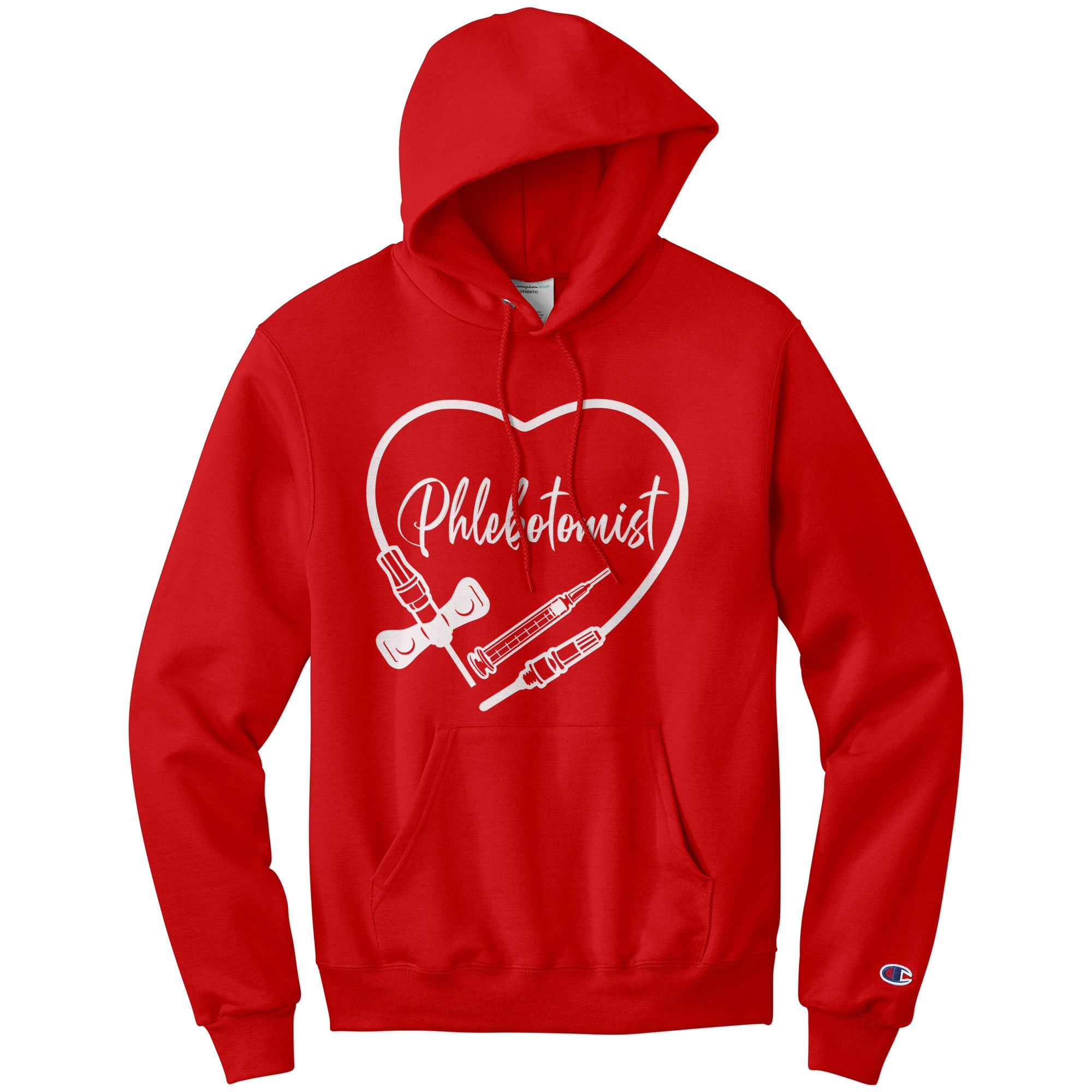Phlebotomist Heart Hoodie - Medical Themed Pullover Sweatshirt
