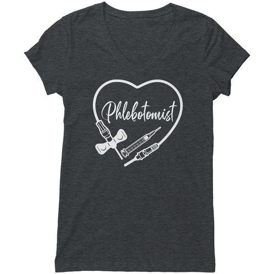 Phlebotomist Heart V-Neck T-Shirt - Medical Themed Women's Tee