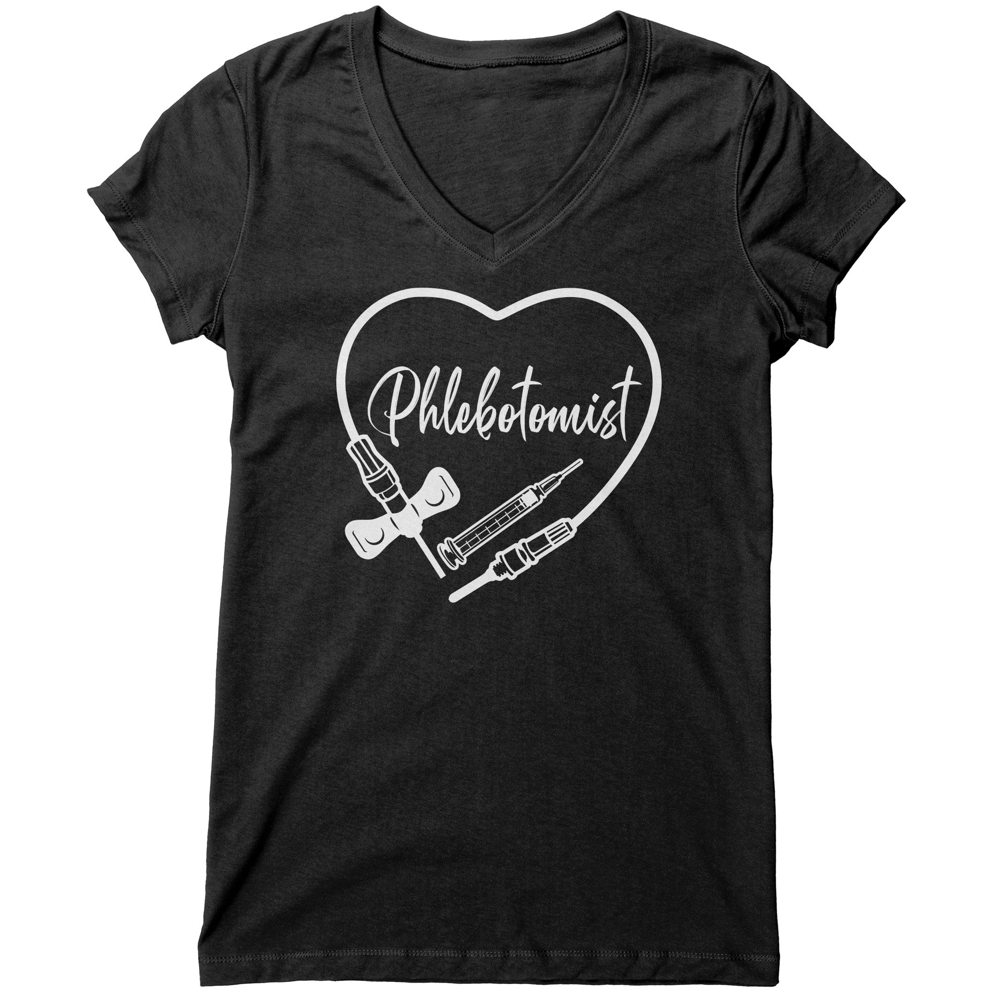 Phlebotomist Heart V-Neck T-Shirt - Medical Themed Women's Tee