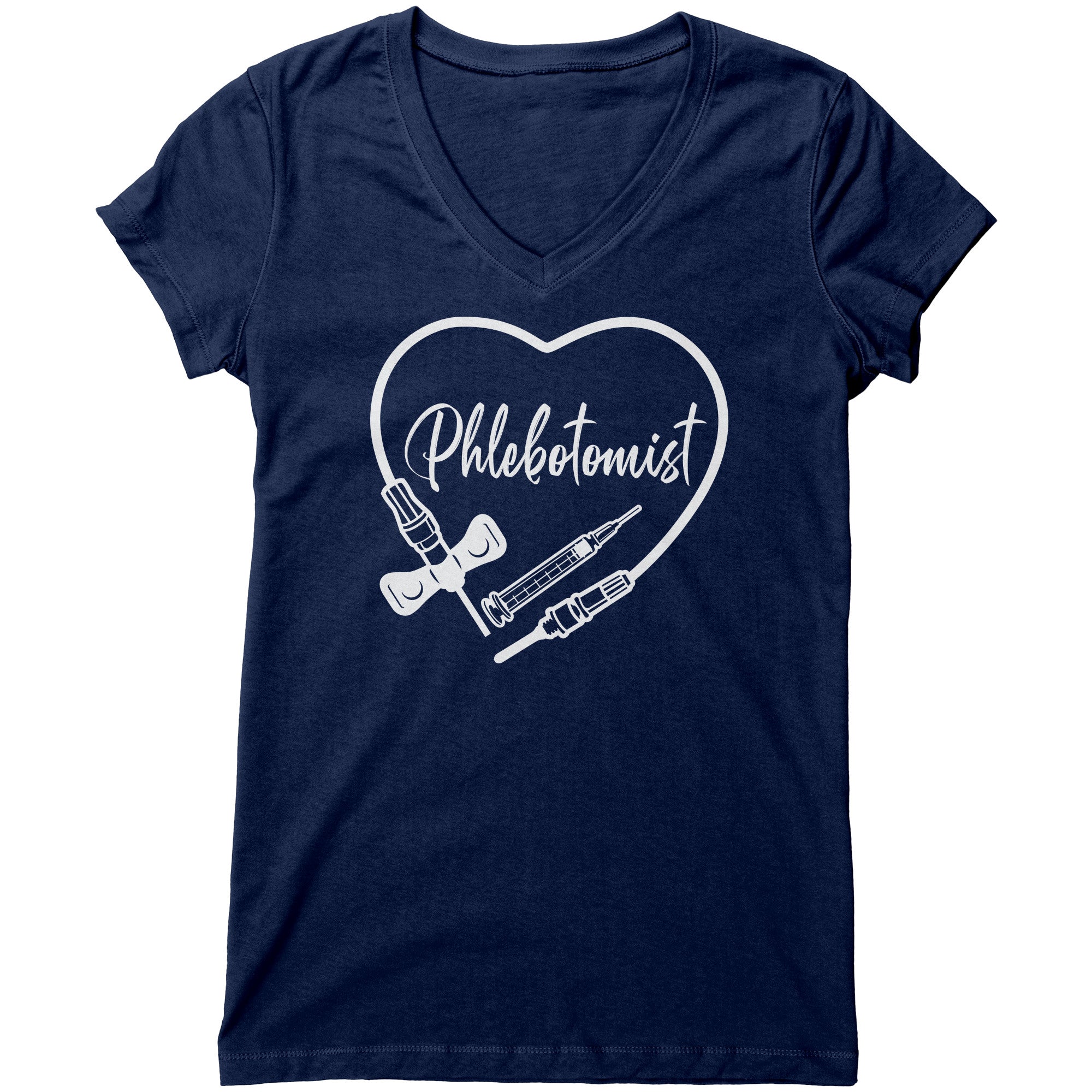 Phlebotomist Heart V-Neck T-Shirt - Medical Themed Women's Tee
