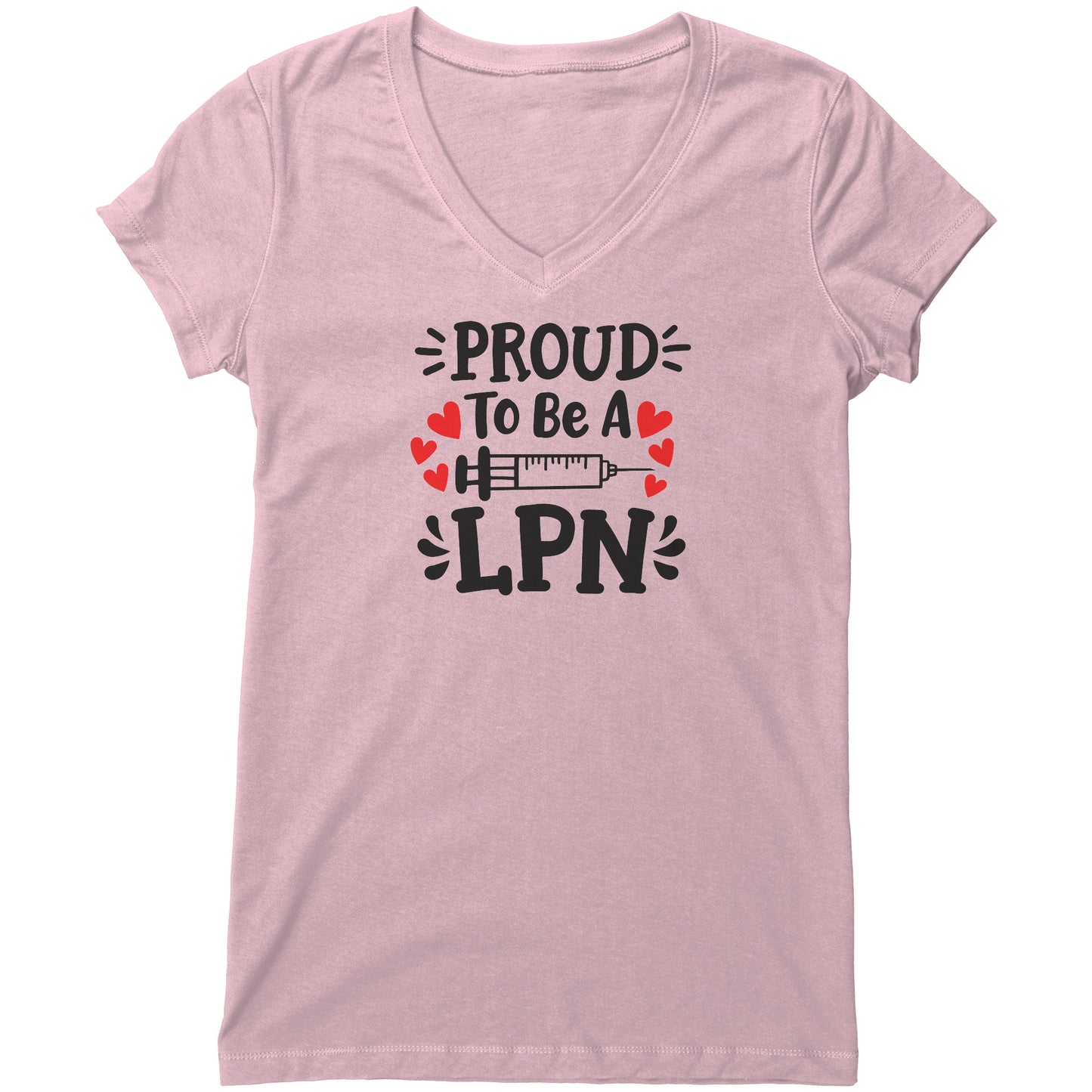 "Proud to be a LPN" Women's V-Neck T-Shirt with Needle Graphic – Relaxed Fit, Modern Style