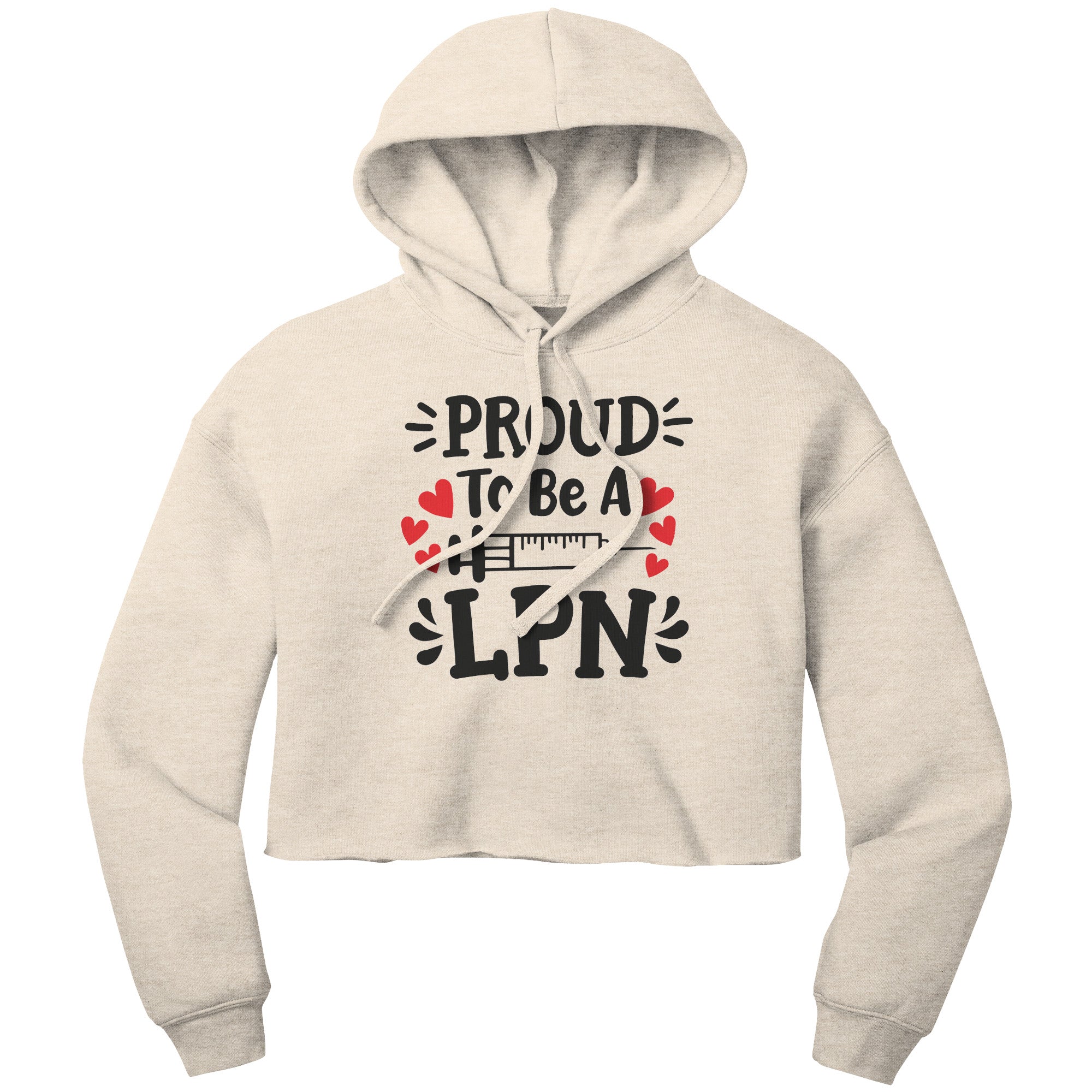 "Proud to be an LPN" Cropped Hoodie with Needle Graphic - Cozy Cotton-Poly Blend for Nursing Professionals