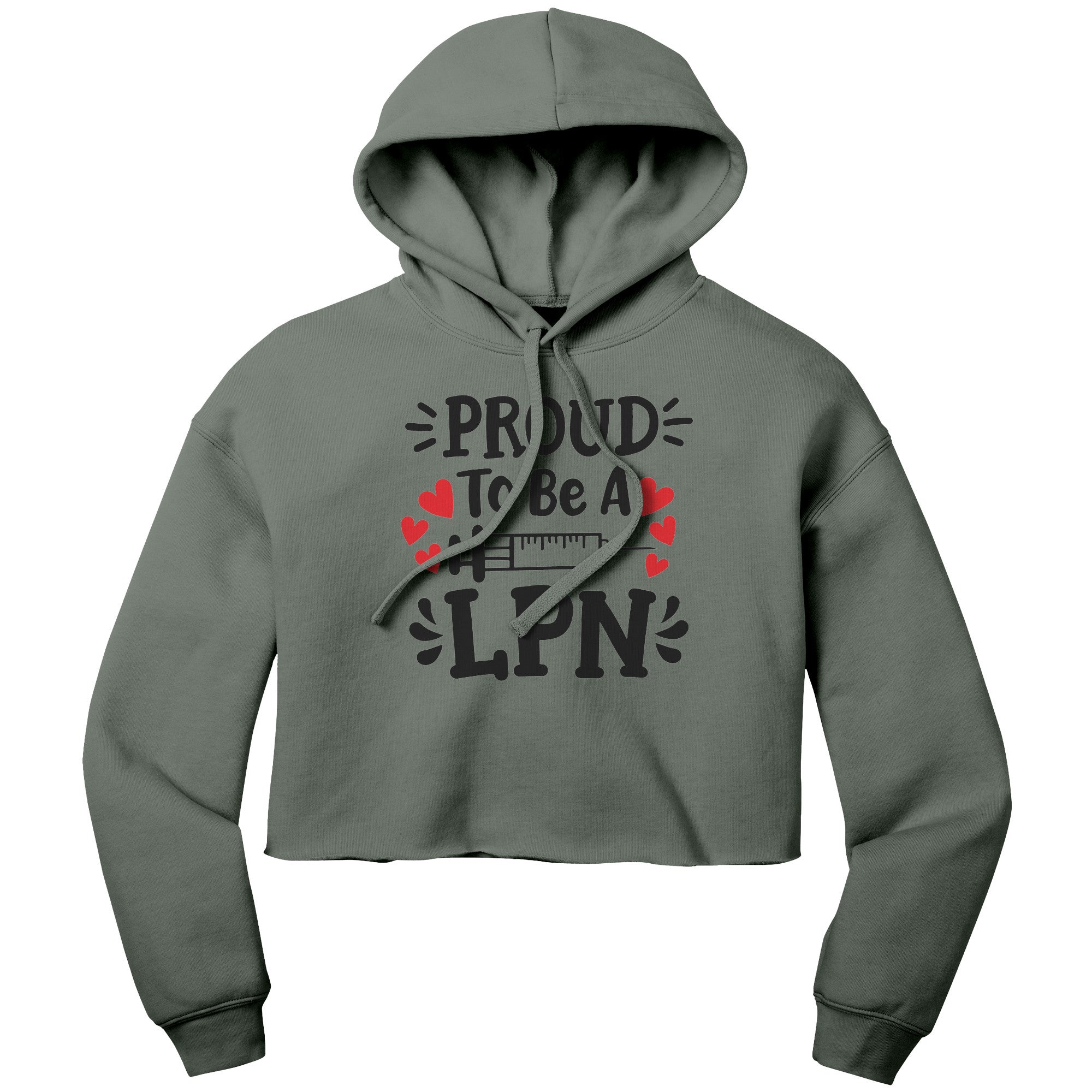 "Proud to be an LPN" Cropped Hoodie with Needle Graphic - Cozy Cotton-Poly Blend for Nursing Professionals