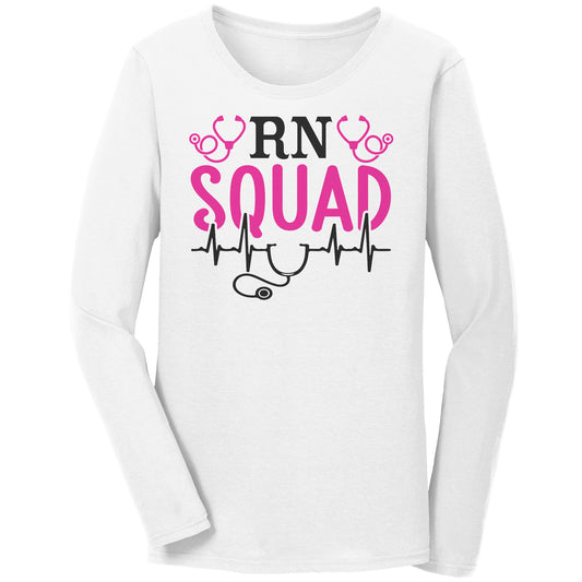 RN Squad Elegance: Women's Long Sleeve T-Shirt with Stethoscope & EKG Design