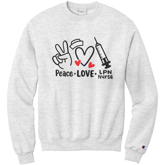 Spread Peace, Love, and Nursing with 'Peace Love LPN Nurse' Sweatshirt