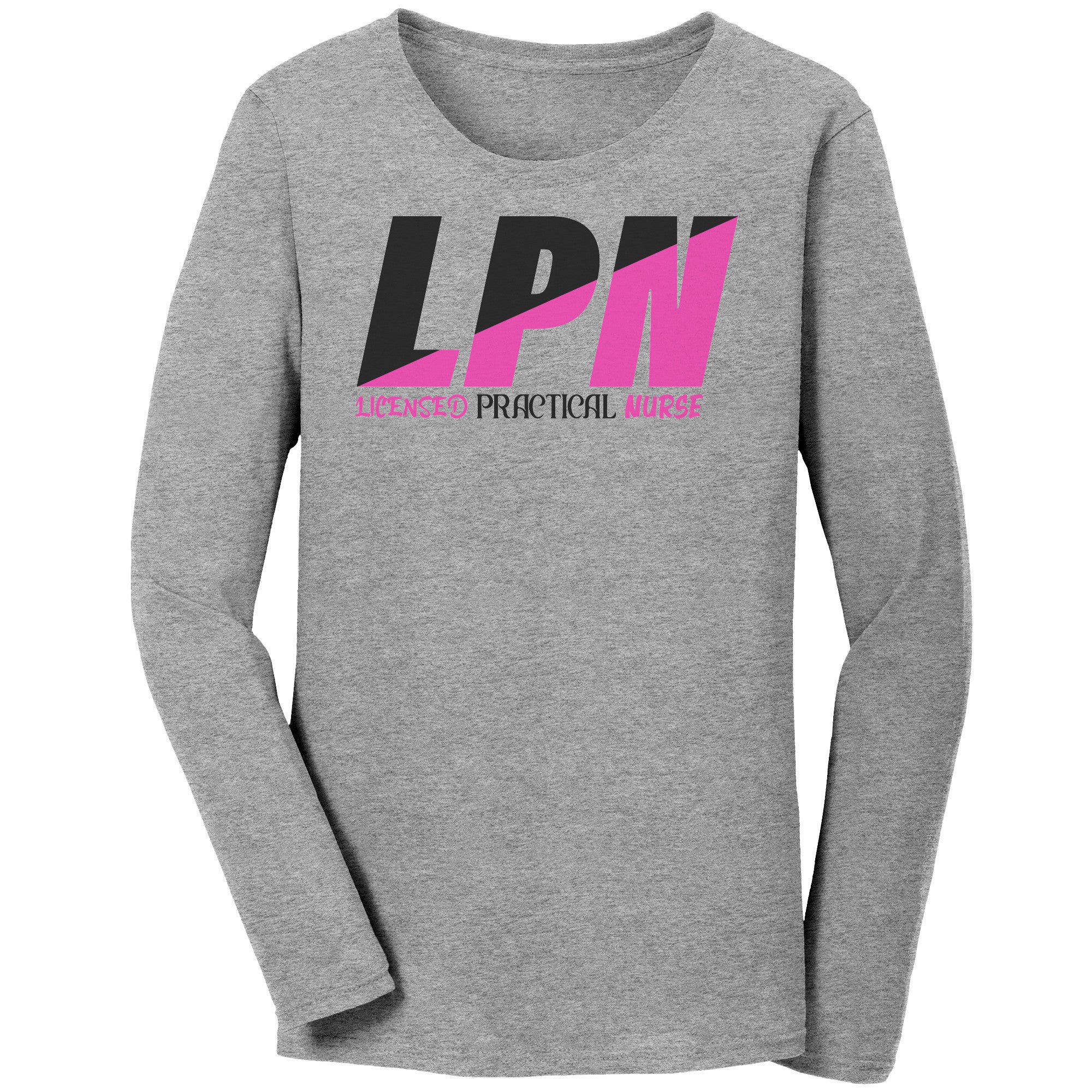 Stylish Black & Fuschia Color Block 'Licensed Practical Nurse' Long Sleeve Shirt - Soft Cotton Tee