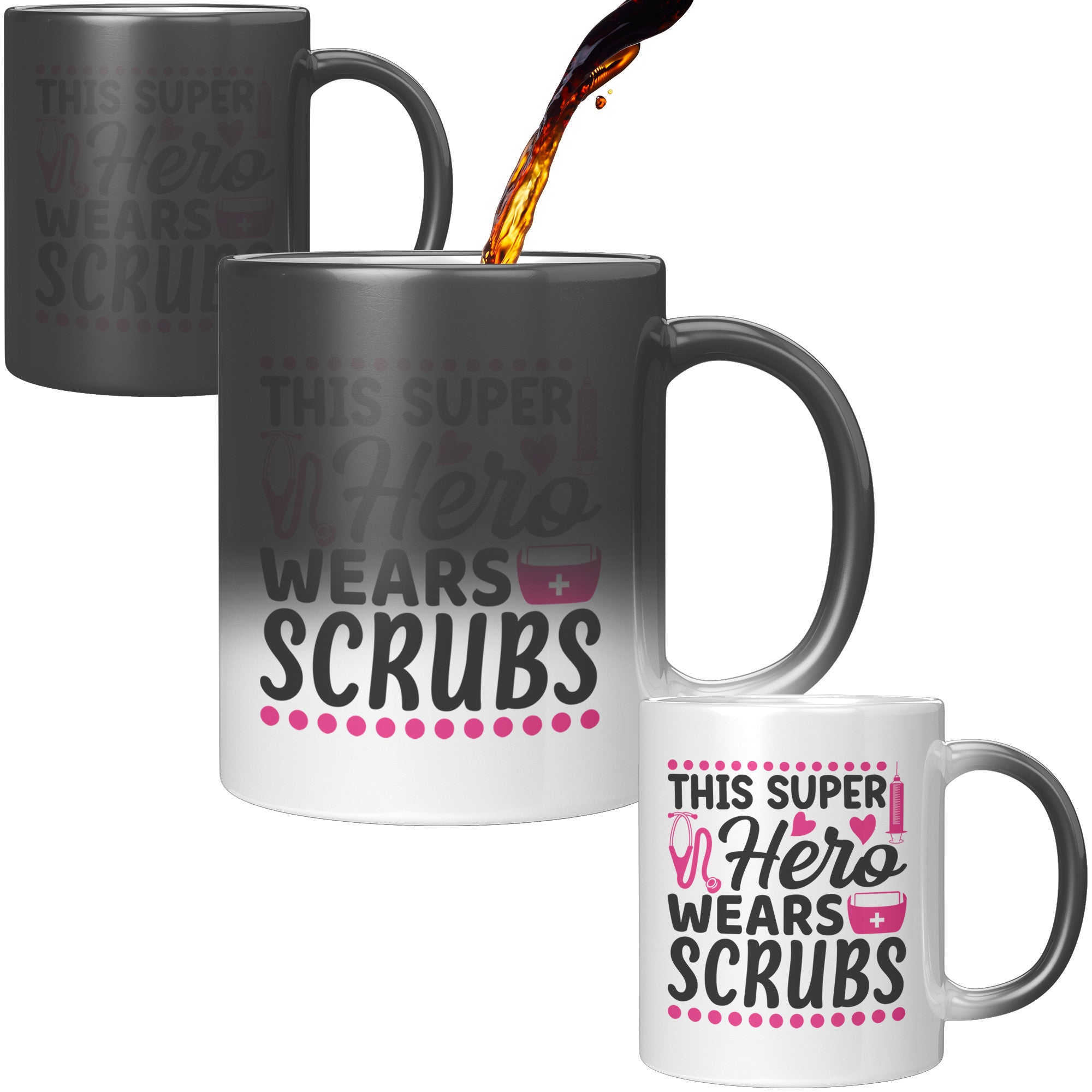 Superhero – Pink and Black Design Magic Mug for Healthcare Champions