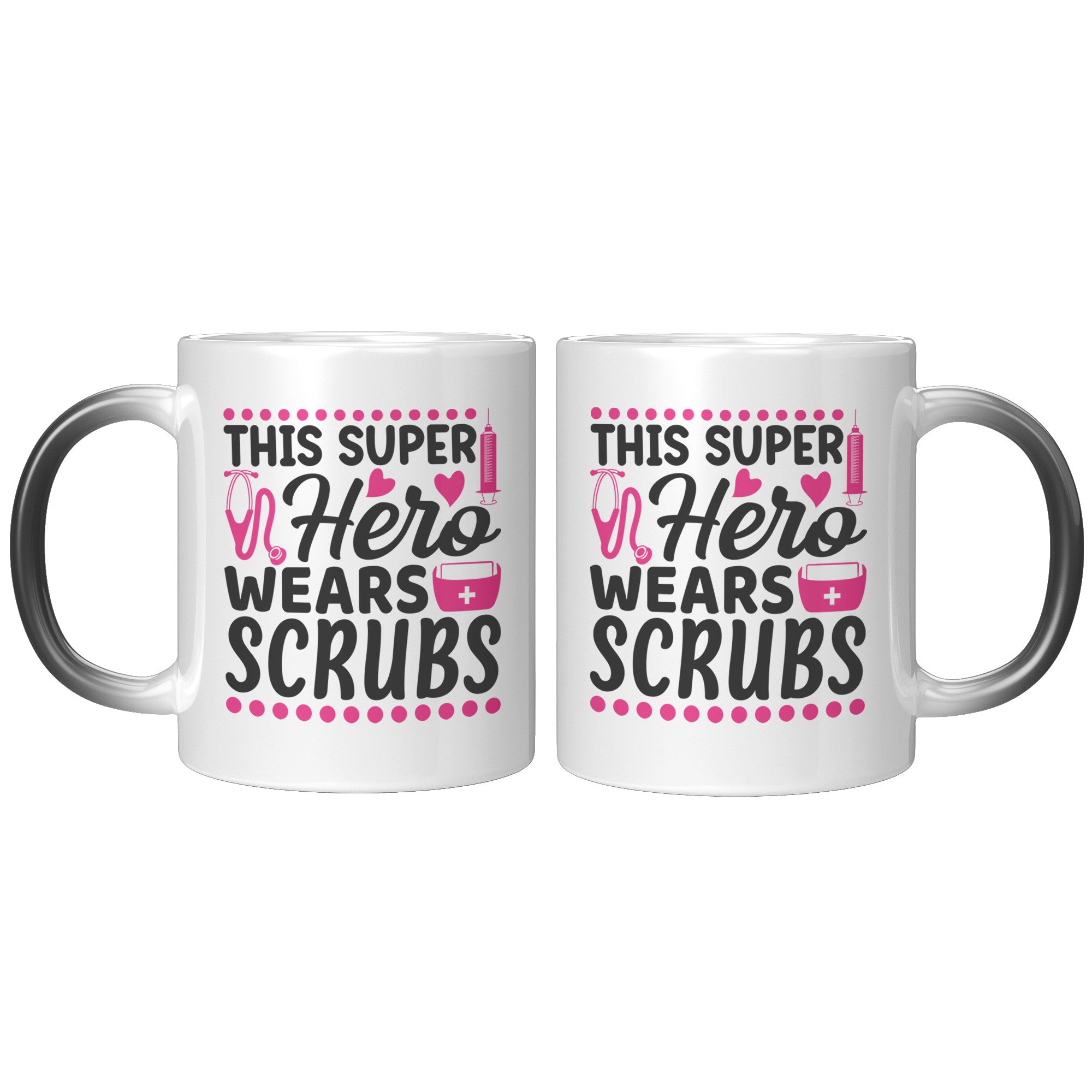 Superhero – Pink and Black Design Magic Mug for Healthcare Champions