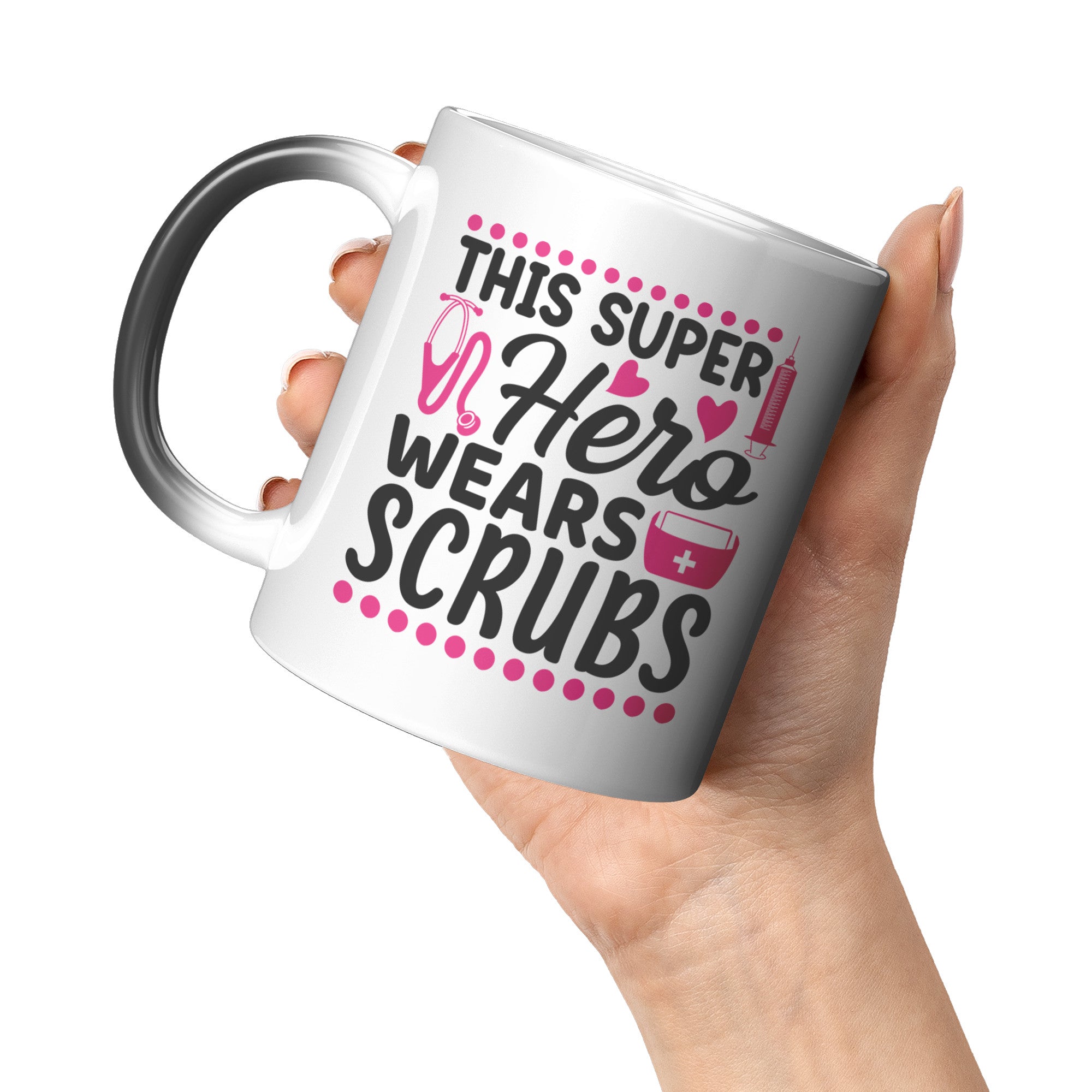 Superhero – Pink and Black Design Magic Mug for Healthcare Champions