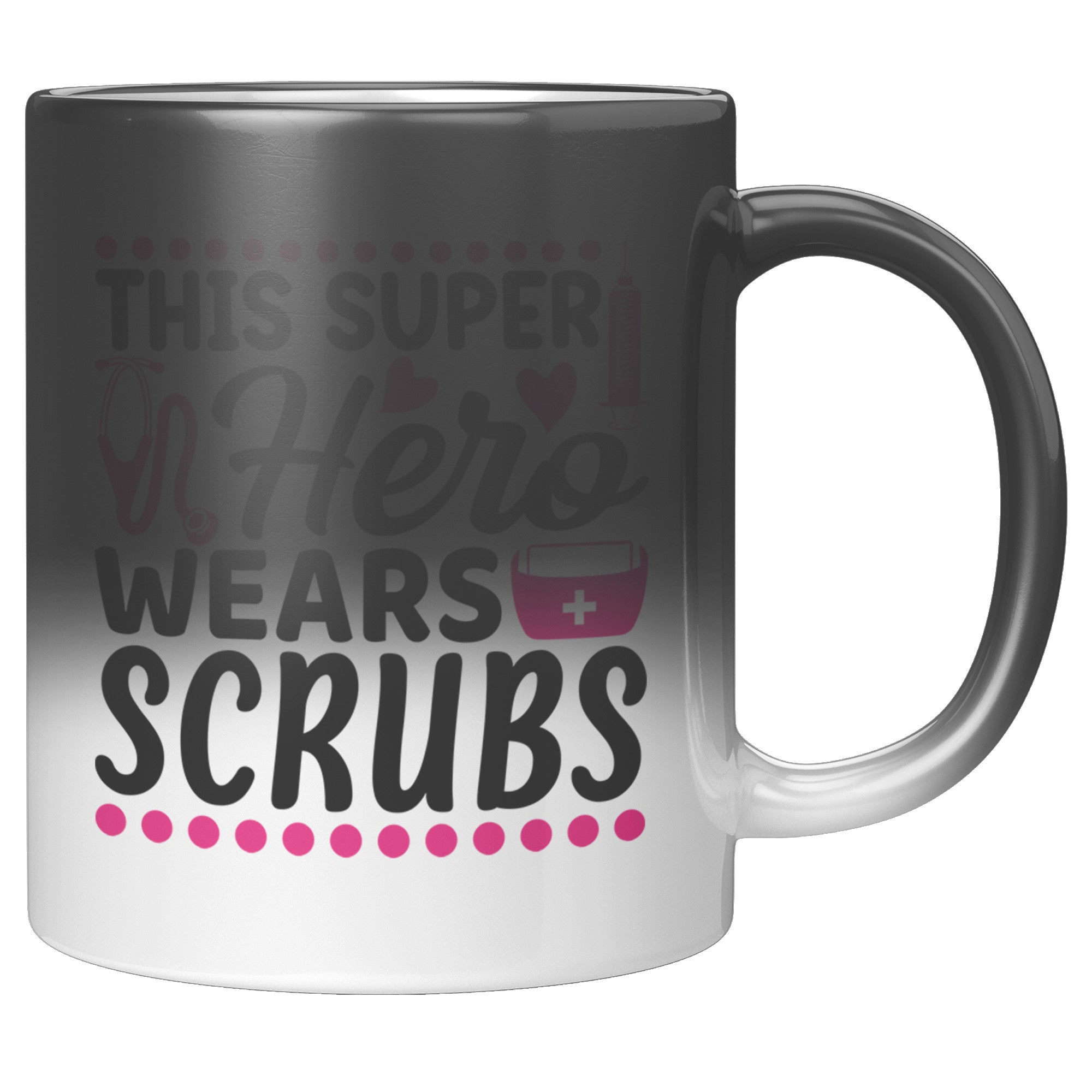 Superhero – Pink and Black Design Magic Mug for Healthcare Champions