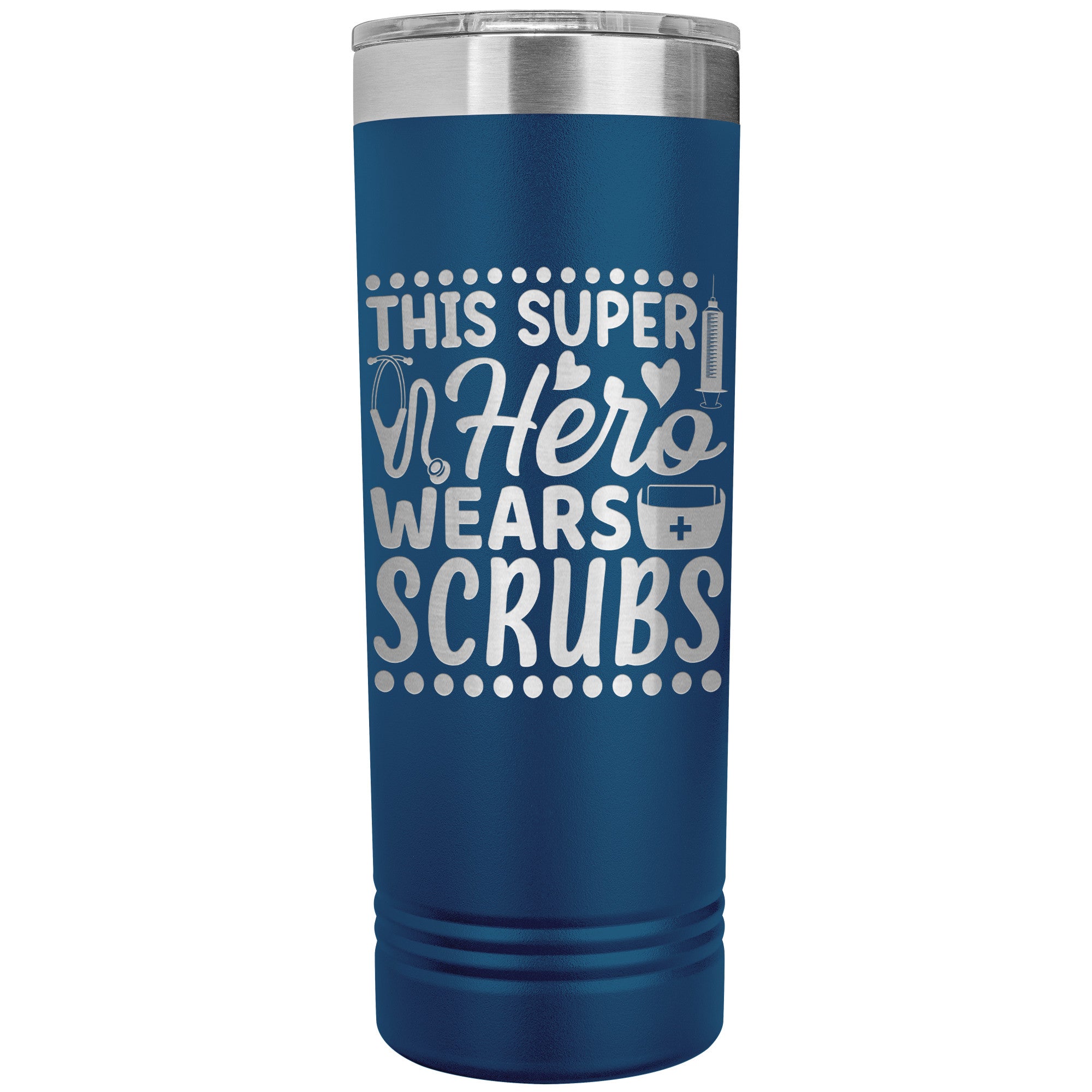 This Super Hero Wears Scrubs 22oz Polar Camel Skinny Tumbler - Ideal for Medical Professionals