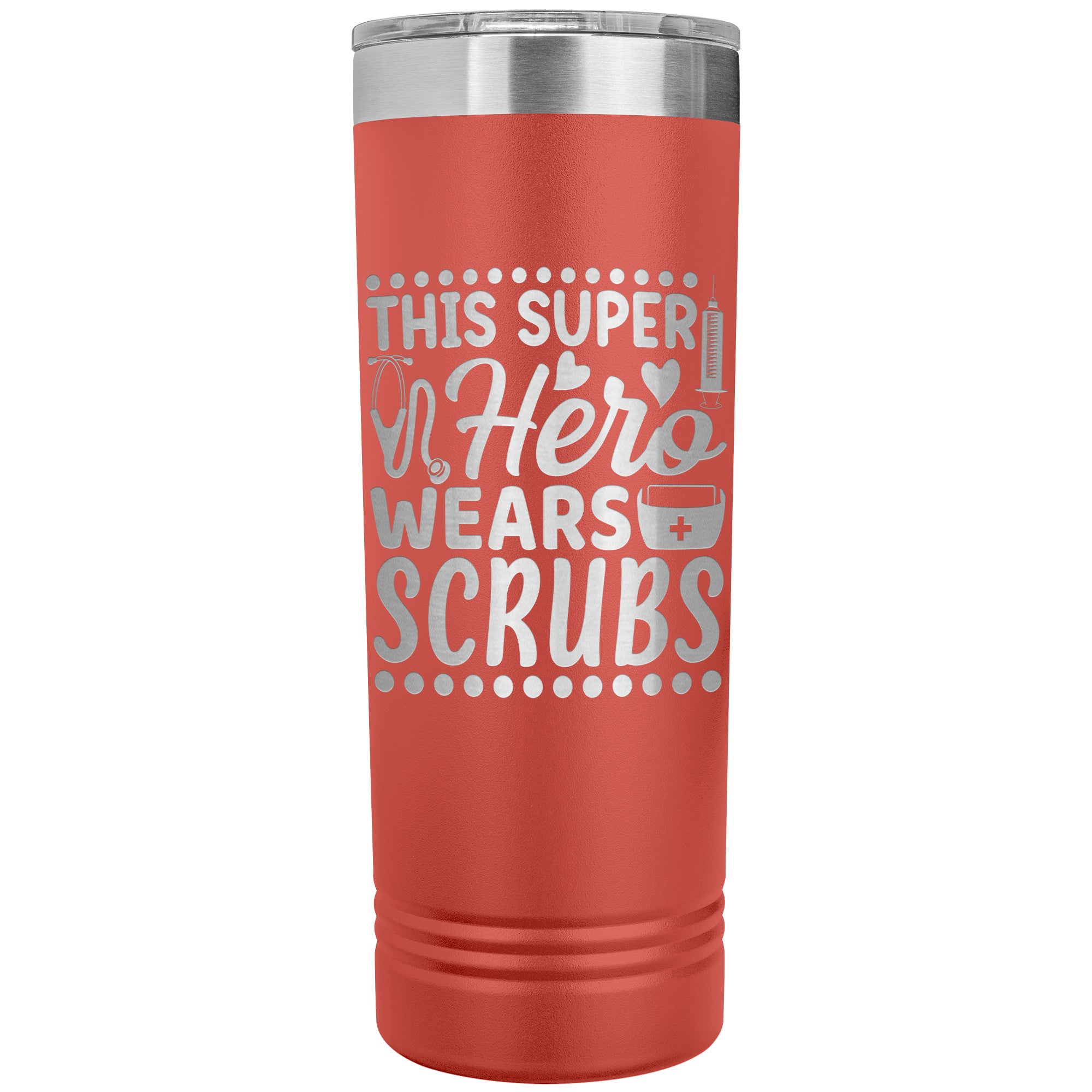 This Super Hero Wears Scrubs 22oz Polar Camel Skinny Tumbler - Ideal for Medical Professionals