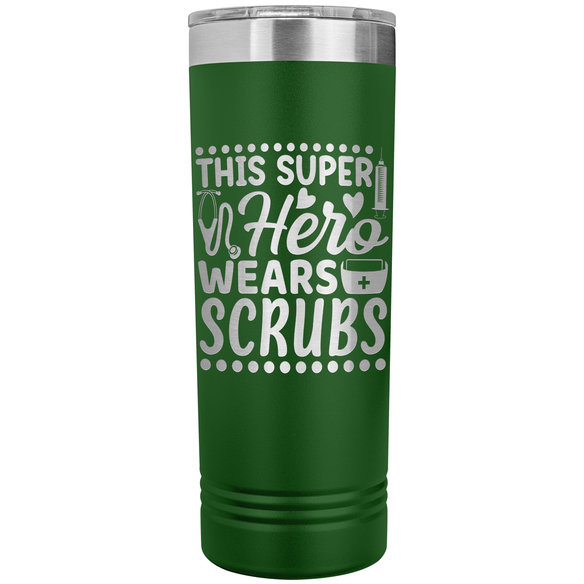 This Super Hero Wears Scrubs 22oz Polar Camel Skinny Tumbler - Ideal for Medical Professionals