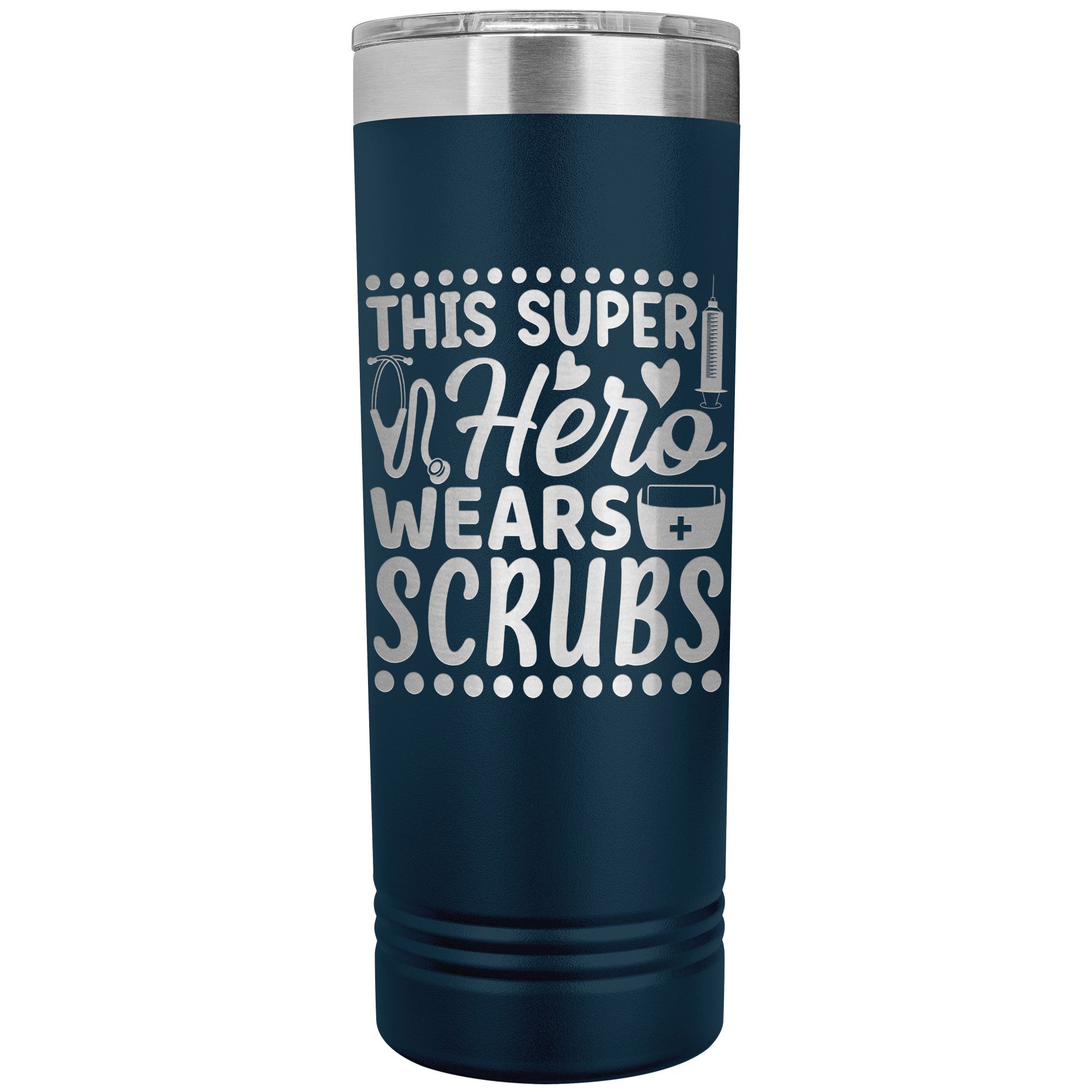 This Super Hero Wears Scrubs 22oz Polar Camel Skinny Tumbler - Ideal for Medical Professionals
