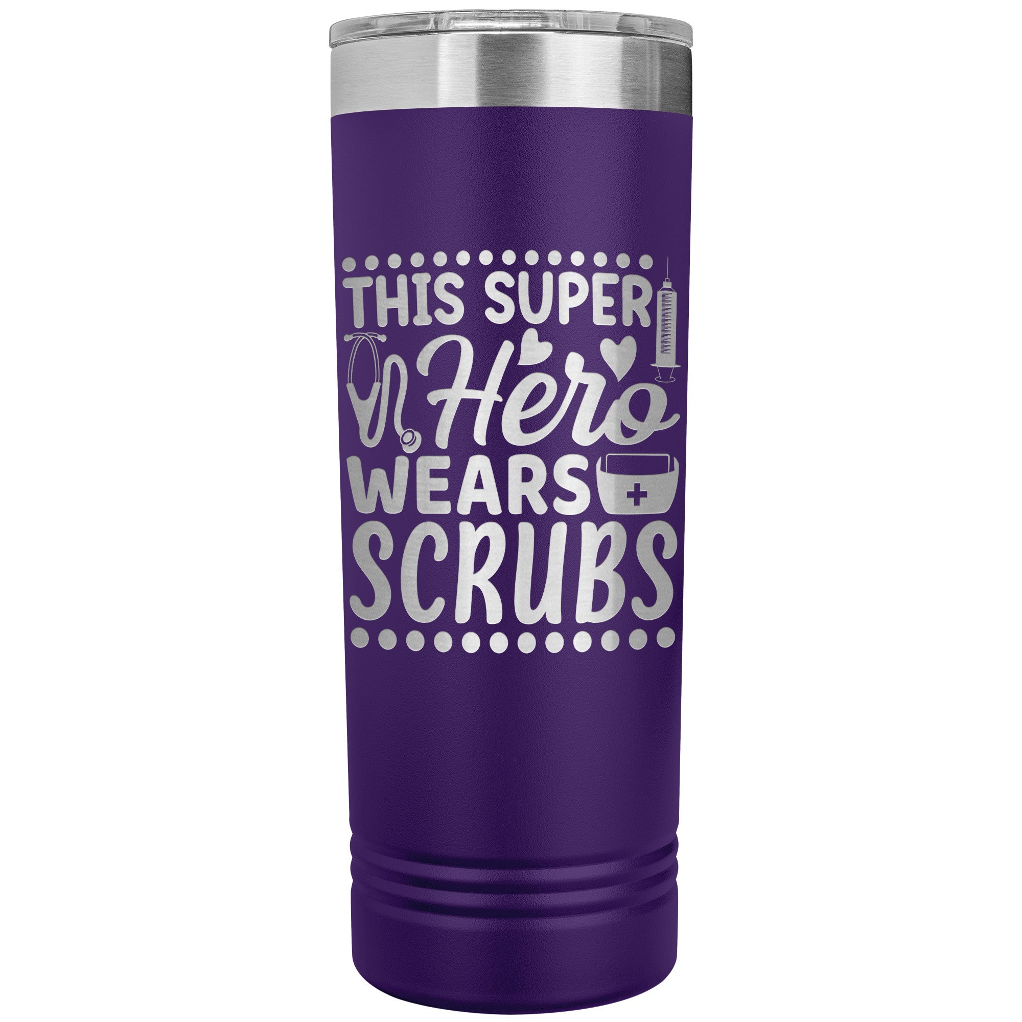 This Super Hero Wears Scrubs 22oz Polar Camel Skinny Tumbler - Ideal for Medical Professionals